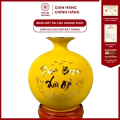 Bình Hút Lộc Thuận Buồm Xuôi Gió Dán Decal Vàng Kim Gốm Sứ Bát Tràng - Phúc Lộc Viên Minh