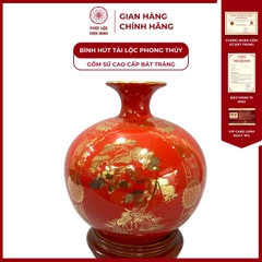 Bình Hút Lộc Tứ Cảnh Decal Vàng Kim Gốm Sứ Bát Tràng - Phúc Lộc Viên Minh