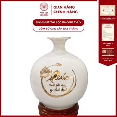 Bình Hút Lộc Song Ngư Vọng Nguyệt Dán Decal Vàng Kim Gốm Sứ Bát Tràng - Phúc Lộc Viên Minh
