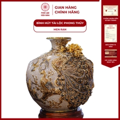 Bình Hút Lộc Công Danh Phú Quý Men Rạn Vẽ Vàng Gốm Sứ Bát Tràng - Phúc Lộc Viên Minh