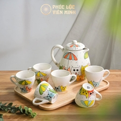 Bộ Ấm Chén Cao Cấp Gốm Sứ Bát Tràng - Phúc Lộc Viên Minh