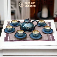 Bộ Ấm Chén Hồ Lô Xanh Gốm Sứ Cao Cấp Gốm Sứ Bát Tràng - Phúc Lộc Viên Minh