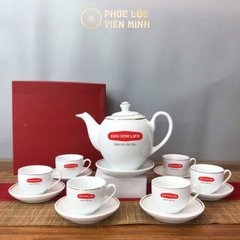 Bộ Ấm Chén Quà Tặng In Logo Bảo Hiểm Dai-ichi Life Gốm Sứ Bát Tràng - Phúc Lộc Viên Minh
