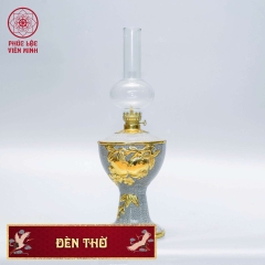 Đèn Thờ Cao Cấp Đắp Nổi Mạ Vàng Gốm Sứ Bát Tràng - Phúc Lộc Viên Minh
