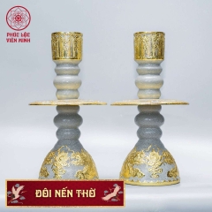Đôi Nến Thờ Cao Cấp Mạ Vàng Gốm Sứ Bát Tràng - Phúc Lộc Viên Minh