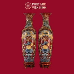 Lộc Bình Phúc Đức 1M6 Men Đỏ Mận Gốm Sứ Bát Tràng - Phúc Lộc Viên Minh