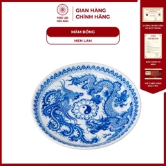 Mâm Bồng Họa Tiết Long Phụng Men Lam Gốm Sứ Bát Tràng - Phúc Lộc Viên Minh