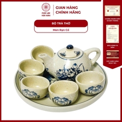 Bộ Trà Thờ Họa Tiết Sen/Rồng Men Rạn Cổ Gốm Sứ Bát Tràng - Phúc Lộc Viên Minh - PL085
