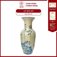 Đôi Lộc Bình Họa Tiết Sen Men Rạn Cổ Gốm Sứ Bát Tràng - Phúc Lộc Viên Minh - PL097