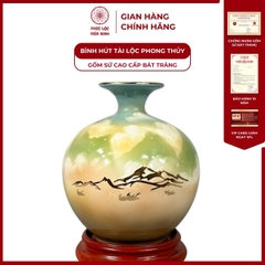 Bình Hút Lộc Dán Decal Vàng Kim Gốm Sứ Bát Tràng - Phúc Lộc Viên Minh