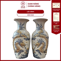 Đôi Lộc Bình Họa Tiết Rồng Men Rạn Gốm Sứ Bát Tràng - Phúc Lộc Viên Minh