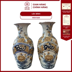 Bộ Đôi Lộc Bình Phúc Đức Men Rạn Gốm Sứ Bát Tràng - Phúc Lộc Viên Minh