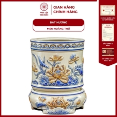 Bát Hương Họa Tiết Sen Men Hoàng Thổ Gốm Sứ Bát Tràng - Phúc Lộc Viên Minh
