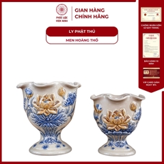 Ly Phật Thủ Họa Tiết Sen Men Hoàng Thổ Gốm Sứ Bát Tràng - Phúc Lộc Viên Minh