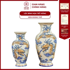 Đôi Lộc Bình Họa Tiết Rồng Men Hoàng Thổ Gốm Sứ Bát Tràng - Phúc Lộc Viên Minh