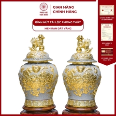 Chóe Thờ Họa Tiết Sen Men Rạn Dát Vàng Gốm Sứ Bát Tràng - Phúc Lộc Viên Minh