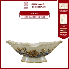 Bát Đựng Gà Họa Tiết Sen Men Hoàng Thổ Vẽ Vàng Gốm Sứ Bát Tràng - Phúc Lộc Viên Minh