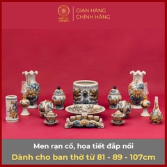 Bộ Đồ Thờ Men Rạn Cổ Gốm Sứ Bát Tràng - Phúc Lộc Viên Minh - PLVM314