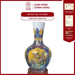 Tỏi Ống Tứ Cảnh Men Màu Vàng Kim Gốm Sứ Bát Tràng - Phúc Lộc Viên Minh