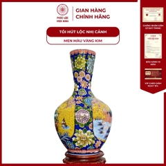 Tỏi Ống Nhị Cảnh Thuận Buồm Xuôi Gió, Mã Đáo Thành Công Men Màu Vẽ Vàng Kim Gốm Sứ Bát Tràng - Phúc Lộc Viên Minh