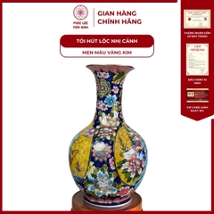 Tỏi Hút Lộc Dáng Loe Nhị Công Đào, Thuận Buồm Xuôi Gió Men Màu Vẽ Vàng Gốm Sứ Bát Tràng - Phúc Lộc Viên Minh
