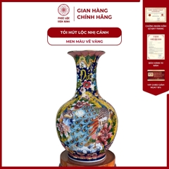Tỏi Hút Lộc Dáng Loe Nhị Công Đào, Thuận Buồm Xuôi Gió Men Màu Vẽ Vàng Gốm Sứ Bát Tràng - Phúc Lộc Viên Minh