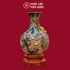 Tỏi Công Danh Phú Quý Men Xanh Lục Bảo Vẽ Vàng Gốm Sứ Bát Tràng - Phúc Lộc Viên Minh