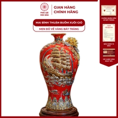 Mai Bình Thuận Buồm Xuôi Gió Men Đỏ Vẽ Vàng Gốm Sứ Bát Tràng - Phúc Lộc Viên Minh