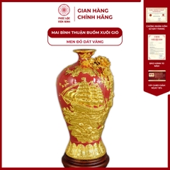 Mai Bình Thuận Buồm Xuôi Gió Men Đỏ Dát Vàng Gốm Sứ Bát Tràng - Phúc Lộc Viên Minh