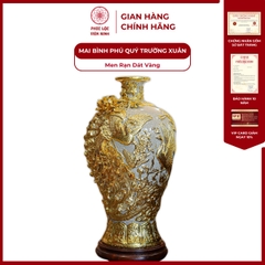 Mai Bình Phú Quý Trường Xuân Men Rạn Dát Vàng Gốm Sứ Bát Tràng - Phúc Lộc Viên Minh