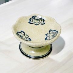 Chân Nến Họa Tiết Sen Men Rạn Cổ Gốm Sứ Bát Tràng - Phúc Lộc Viên Minh - PL088