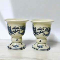Cốc Phật Thủ Họa Tiết Sen/Rồng Men Rạn Cổ Gốm Sứ Bát Tràng - Phúc Lộc Viên Minh - PL095