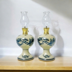 Đèn Dầu Tròn Họa Tiết Sen/Rồng Men Rạn Cổ Gốm Sứ Bát Tràng - Phúc Lộc Viên Minh - PL099