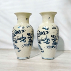 Đôi Lộc Bình Họa Tiết Rồng Men Rạn Cổ Gốm Sứ Bát Tràng - Phúc Lộc Viên Minh - PL098