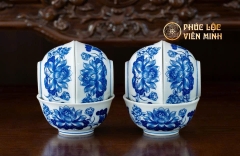 Bát Cúng Họa Tiết Sen/ Rồng Men Lam Gốm Sứ Bát Tràng - Phúc Lộc Viên Minh