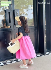 Váy gấu dâu cotton phối Kate