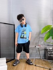 Bộ thun cotton in chữ Fendi size cho bé từ 24-38Kg