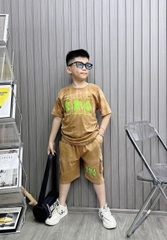 Bộ thun cotton wash in chữ BRO cho bé từ 26-39Kg