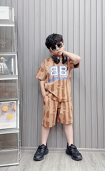 Bộ bé trai cotton in hình 2 chữ B (26-42kg)