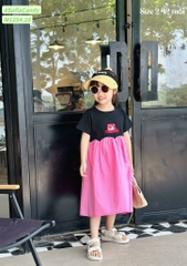 Váy gấu dâu cotton phối Kate