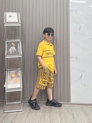 Bộ thun cotton cổ trụ in Chrition Dior cho bé từ 26-38Kg