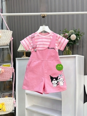 Set Yếm Kuromi phối áo sọc cho bé từ 12-26Kg