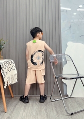 Bộ sát nách in Tròn Cotton (43-63Kg)