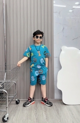 BỘ bé trai cotton in hình IUO (26-42kg)