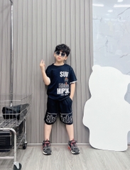 Bộ bé trai cotton in hình Logo siêu nhân (26-42kg)