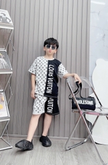 Bộ bé trai cotton in hình LOUIS VUITON (26-42kg)