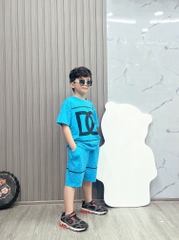 Bộ bé trai cotton in hình DG quần sọc (13-26kg)