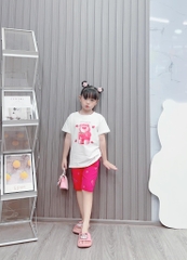 Bộ lửng bé gái cotton in hình Gấu dâu Lotso bear (39-60Kg)