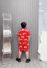 Bộ trụ bé trai cotton in hình Lowis (26-38kg)