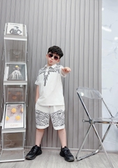 Bộ trụ bé trai cotton in hình cánh chim (26-38kg)